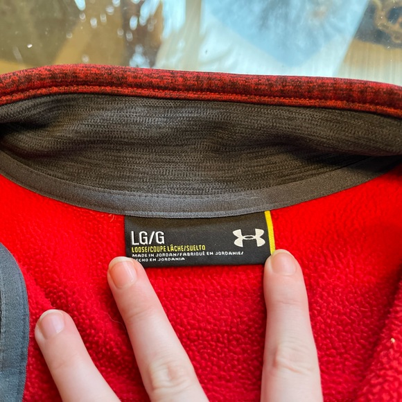 💥UNDER ARMOUR💥- Quarter Zip - Red Hoodie - Size L Mens - Picture 2 of 9